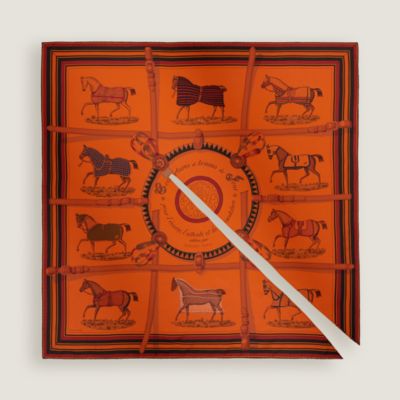 HERMES カレ90 スカーフ 馬柄 オレンジ スカーフ 90 - オレンジ - エルメスのカレ | レディス シルクカレ